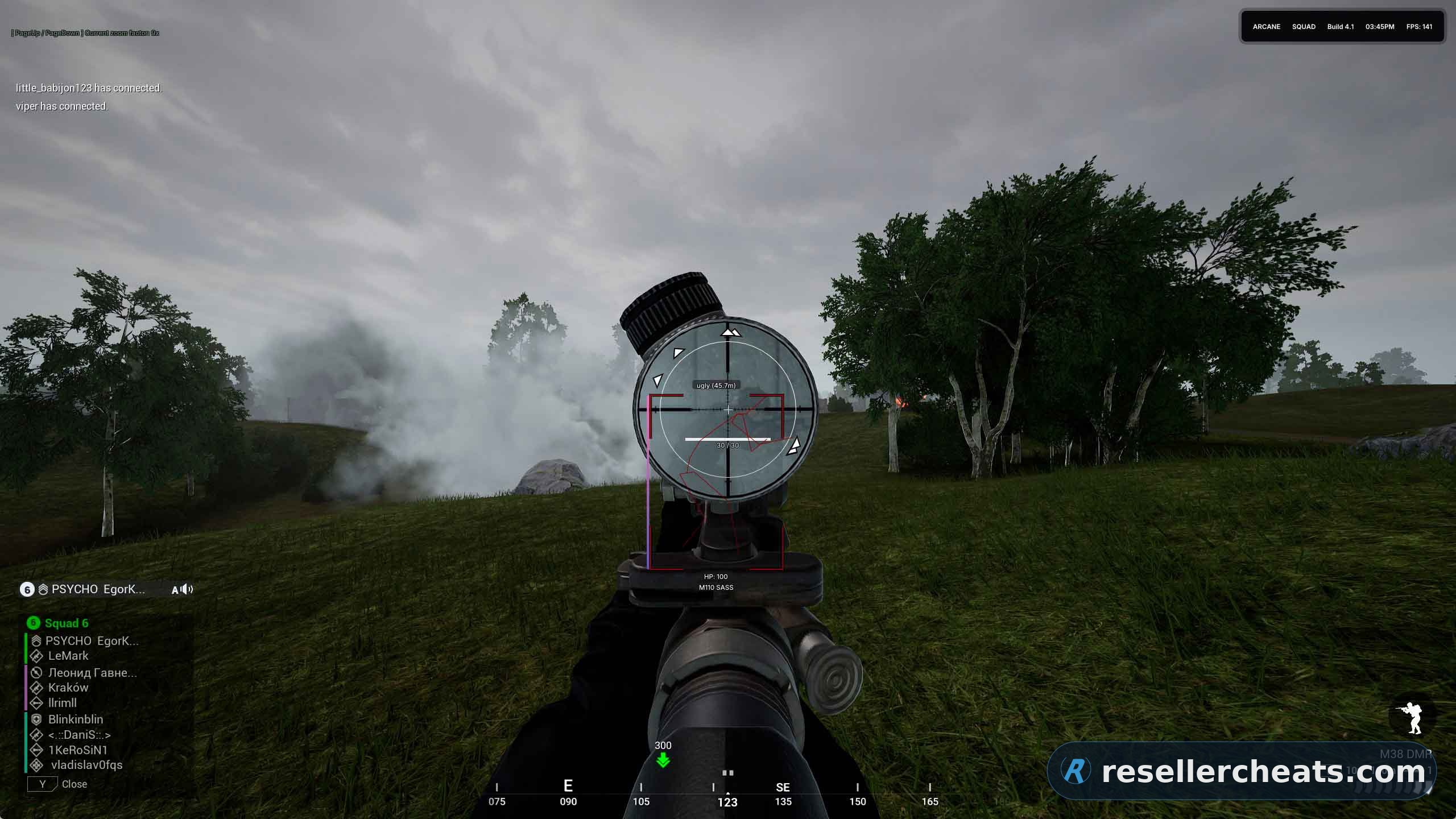Скриншот чита ARCANE для SQUAD