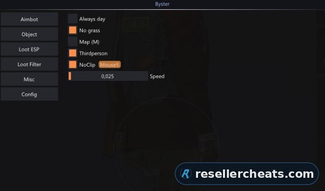 Скриншот чита BYSTER для DayZ
