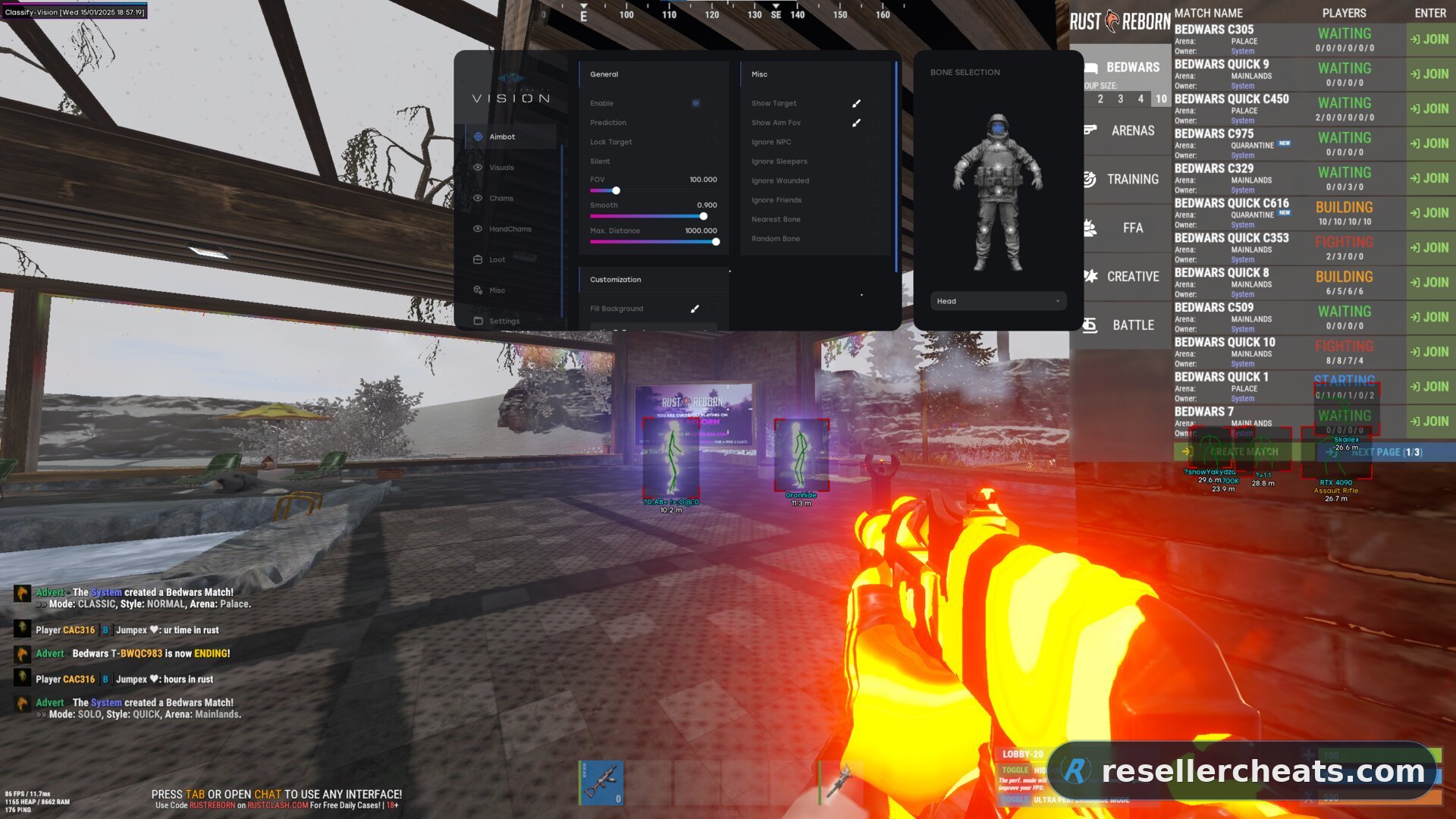 Скриншот чита Classify Vision для RUST