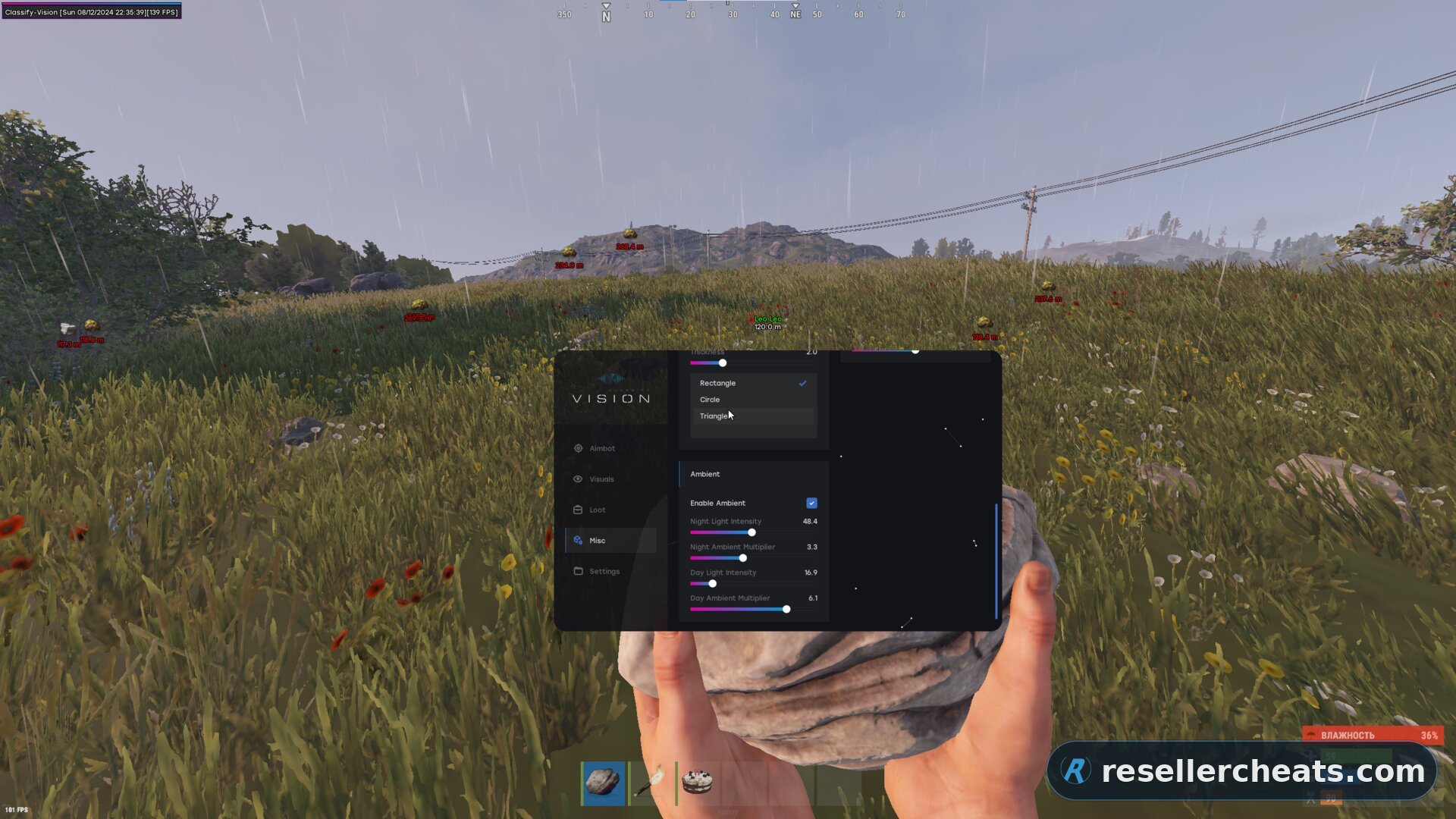 Скриншот чита Classify Vision для RUST