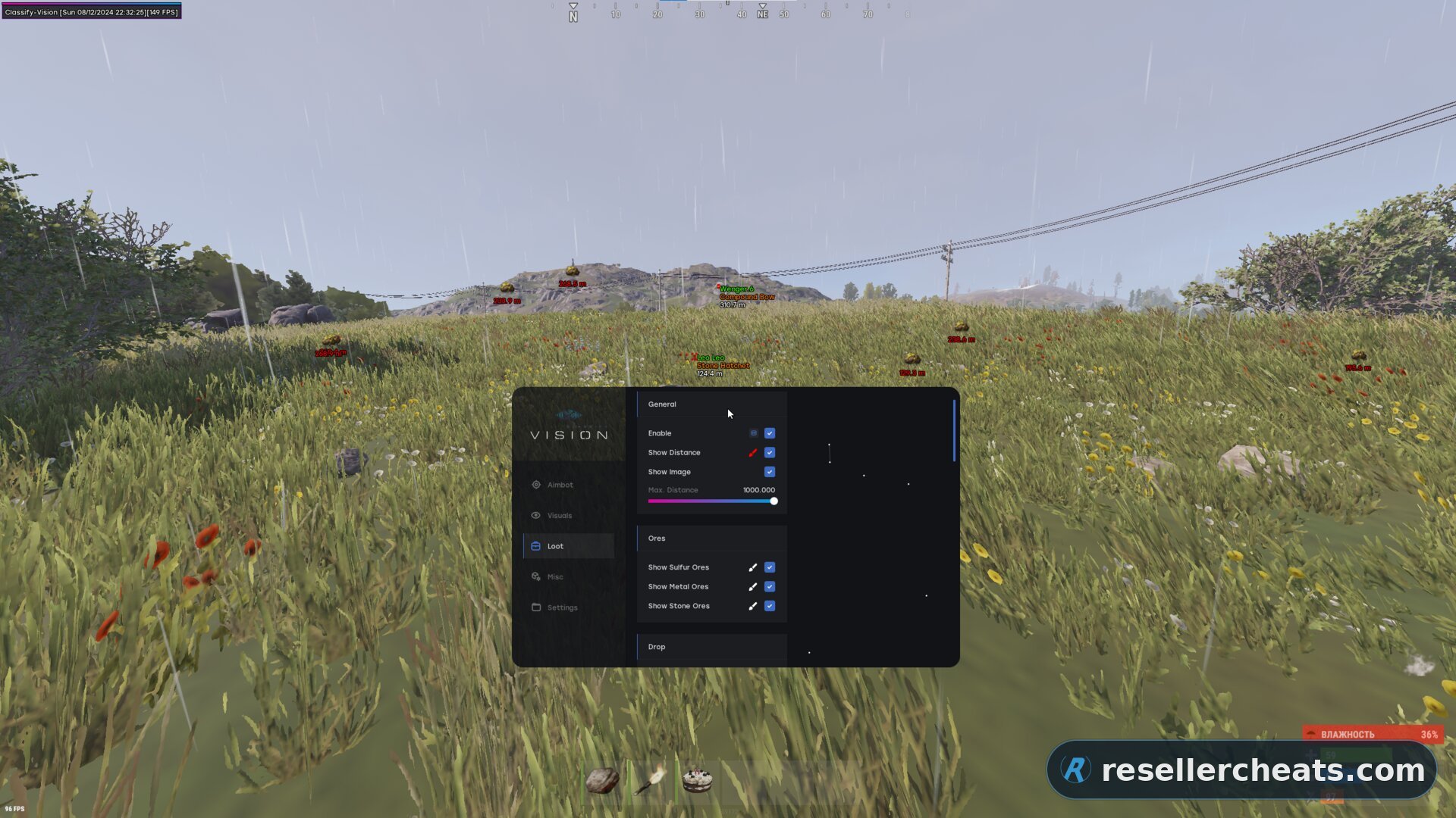 Скриншот чита Classify Vision для RUST