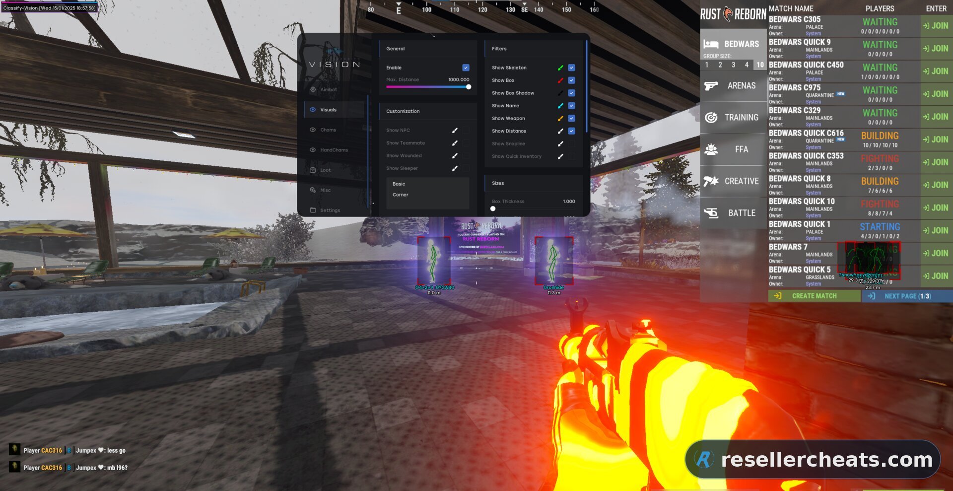 Скриншот чита Classify Vision для RUST