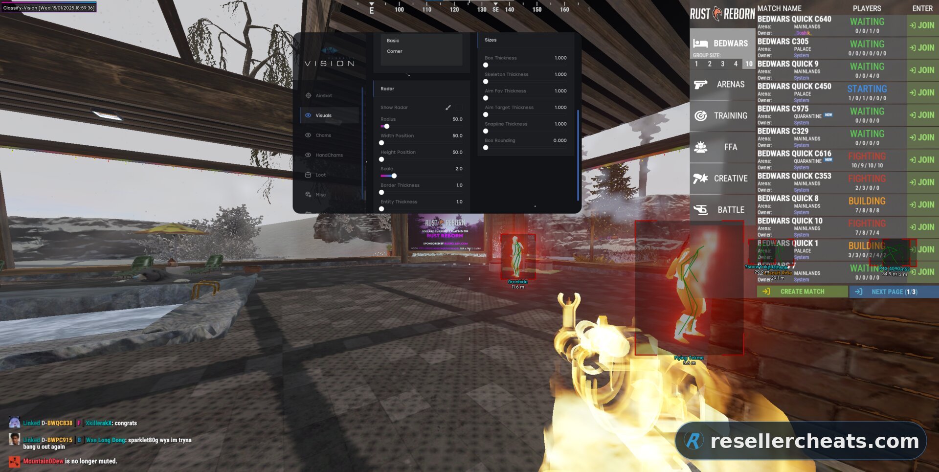 Скриншот чита Classify Vision для RUST