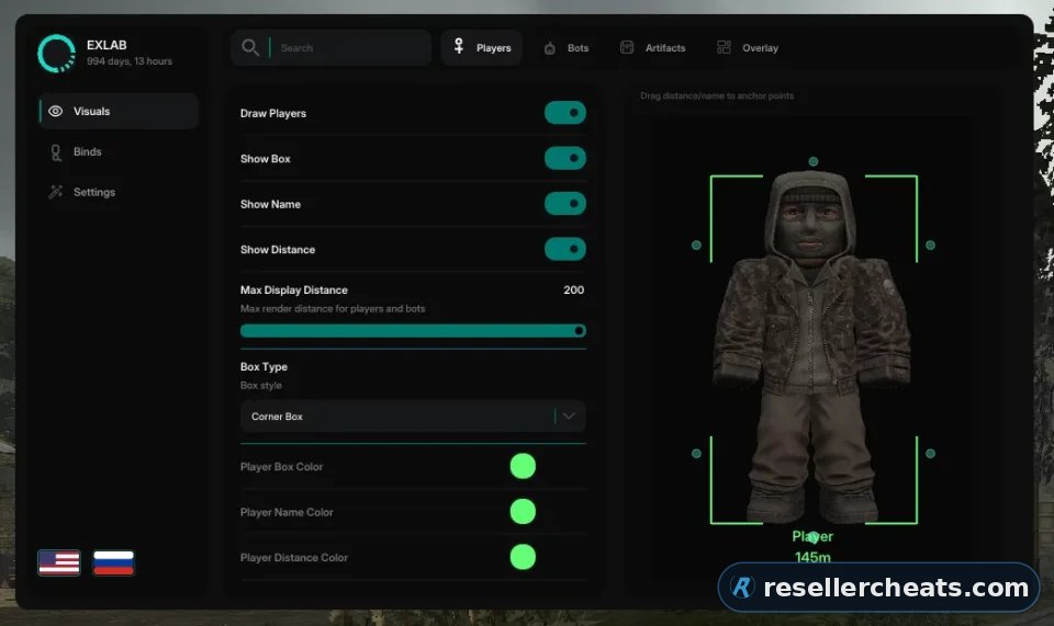 Cheat screenshot EXLAB for STALCRAFT