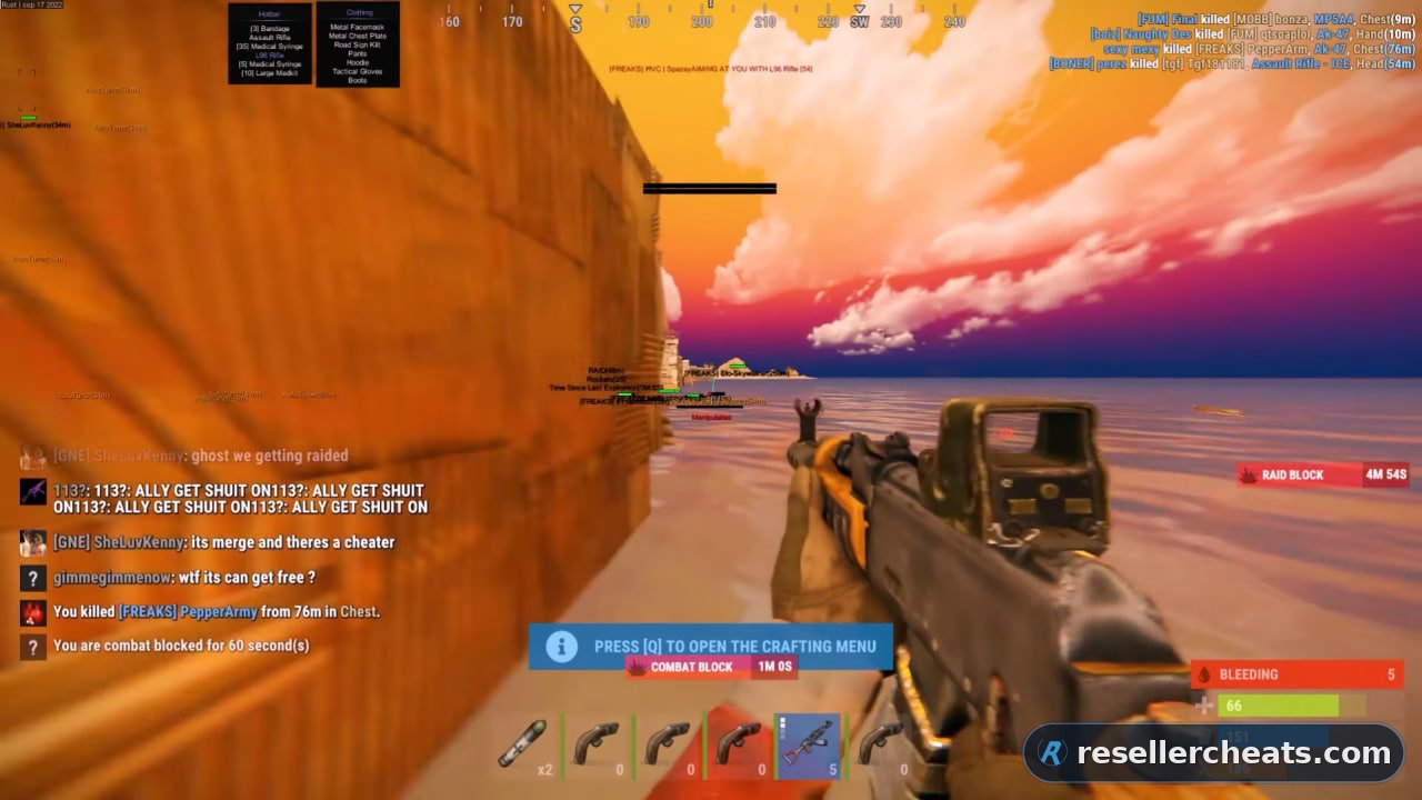 Скриншот чита QUANTUM для RUST